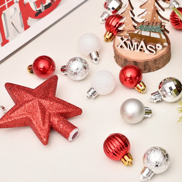 30 julekugler 3 cm (rød hvid sølv)[J]