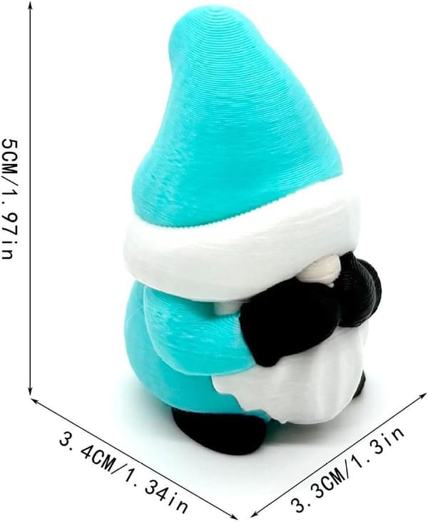 Søt julehagegnomfigur (trefarget versjon) – 3D-printet gnom (J)
