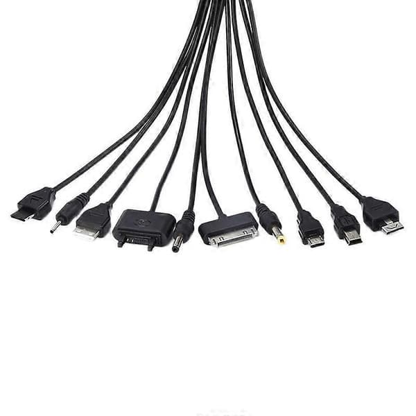 Multi Line Pin Oplader 10 i 1 Universal USB Kabel Telefon Mobiler Adapterledning