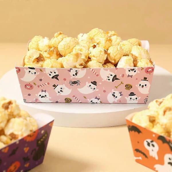 Halloween pappersmatbrickor - Engångsbåtar för snacks och pommes frites (12-pack) 12 Pieces Set 19.3x16.7x0.4cm