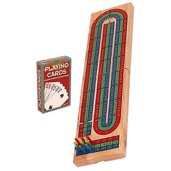 1 sarja Cribbage-lautapeli massiivipuinen juhlapelilauta Cribbage-korttipelilauta[J]