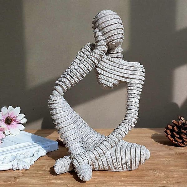 HeyteaThinker Figur Harpiks Skulptur Statue Samleobjekt Håndlaget Kunst for Skrivebordsdekor [J]