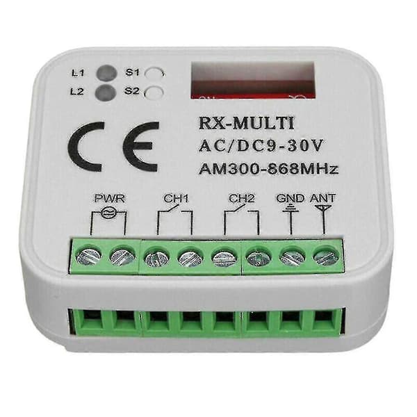 Multi-frekvens garasjeportmottaker 300-900MHz AC/DC 9-30V