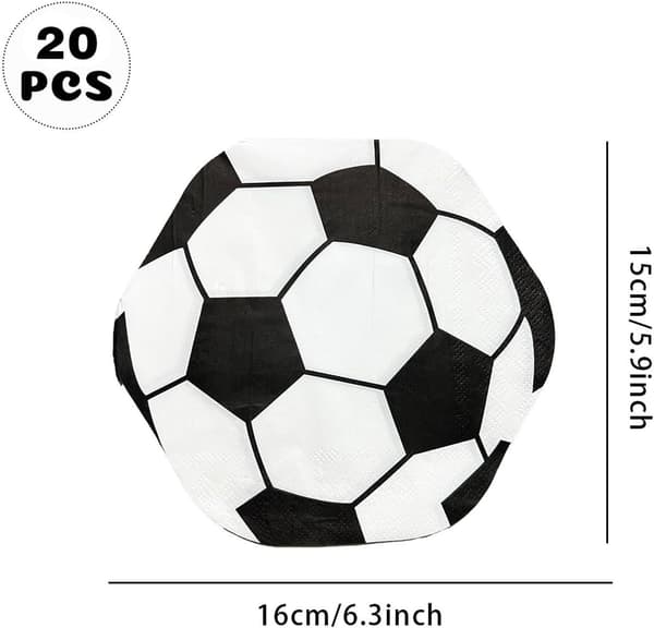 Fodbold-tema servietter (20 stk.) - Ideel til børne- og teenagefødselsdage (J)