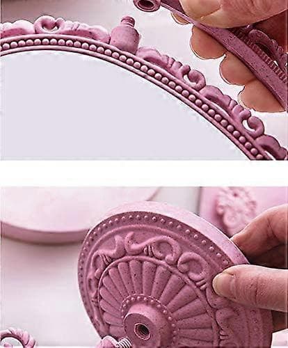 Hjärtformad bärbar roterbar sminkspegel pink oval