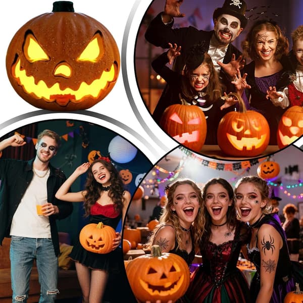 Festlig udendørs dekoration af lysende græskar til Halloween (J)