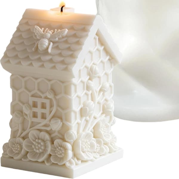 Biharpikslysform med bi- og blomsterdesign, silikoneplader og lysfremstiller (JJ)