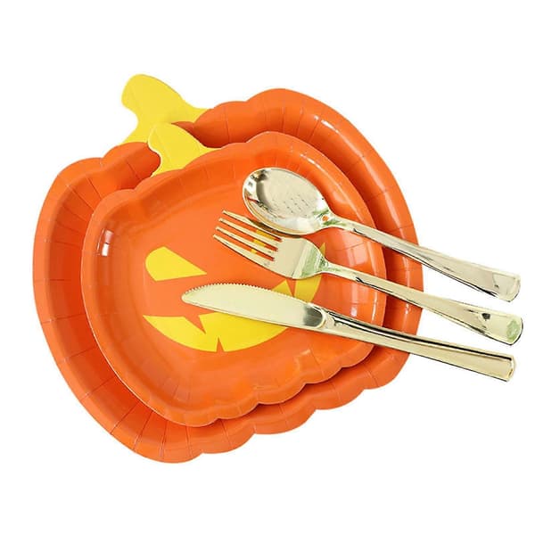 10 delar/set Halloween Pumpa Papperstallrik Bricka Heminredning Middagstallrik[J] L