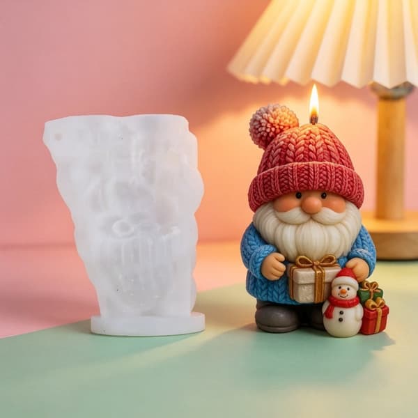 Handgjord julform för tvål Tomte Silikonform Söt liten man (JJ)