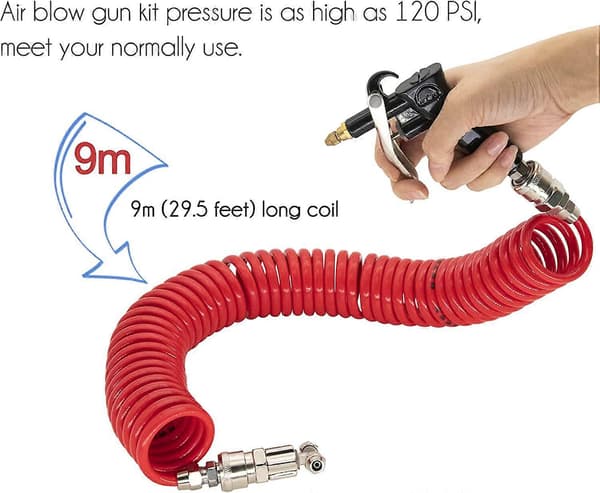 9m Lång Röd Spiral Luftblåspistol Kit för Lastbilar