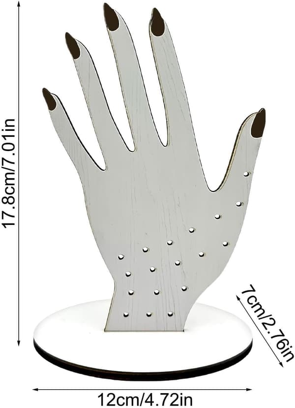 Estetiskt tilltalande och bärbart ringställ i trä – Handformat ställ för hemmabruk 12*178cm (J)
