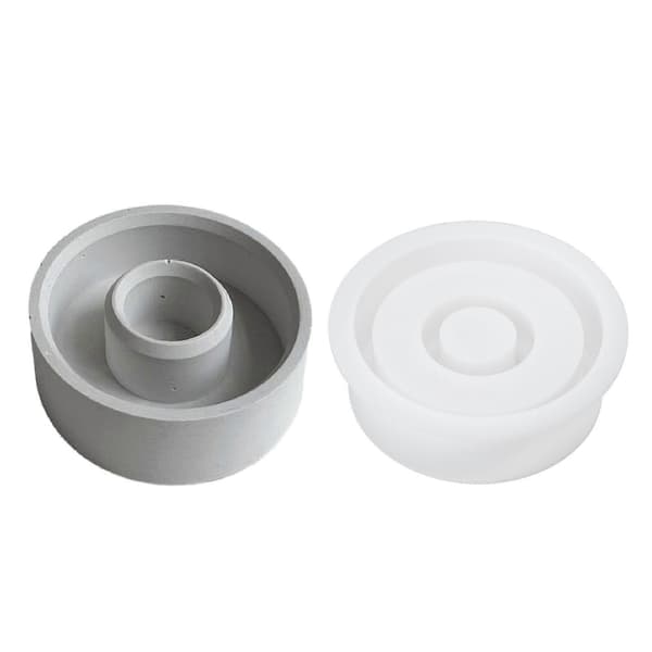 Rundt spejl lysestage harpiksforme bakke silikoneforme til harpiks epoxy støbeform til DIY lysestage smykker[J] Multicolor