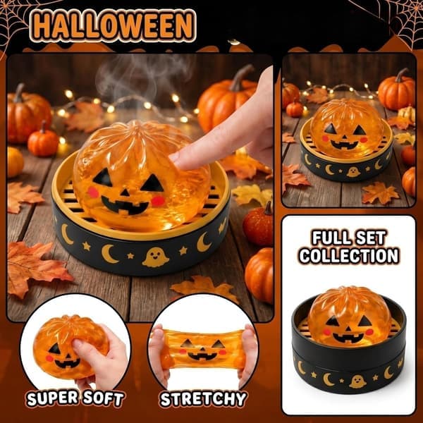 Halloween Spooky Ghost Dumpling, Dumplings Squish med dampkoger Stressbolde Stresslindrende Fidget Sensorisk til Helligdage & Fødselsdagsgaver