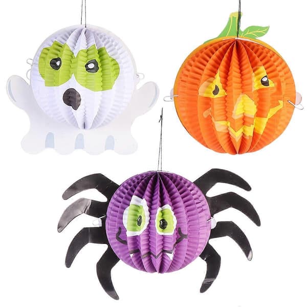 Halloween Spøkelse Edderkopp Gresskar Lykt 3 stk Sett