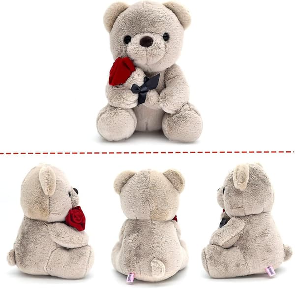 3 meter grå bamse med rose til hende/kæreste/elsker/mor/børn