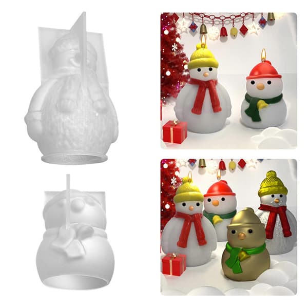 Jule snemand dekoration 3D stearinlysform DIY stearinlys epoxyform håndlavede stearinlys aroma voks sæbeforme til dekorationer[J] B