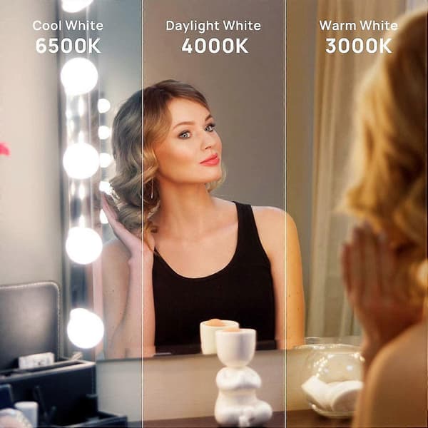 LED-spejllamper, 10 dæmpbare LED-pærer til makeup, gør-det-selv-sæt [J]