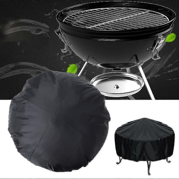 112 cm runt vattentätt BBQ-grillskydd dammskydd uteplats eldstadsskydd svart[J]