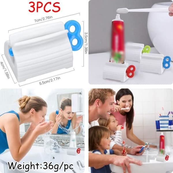 Tandpastapresser - Manuel - 3 Ruller - PP+ABS Plastik - Assorterede Farver - Kompakt