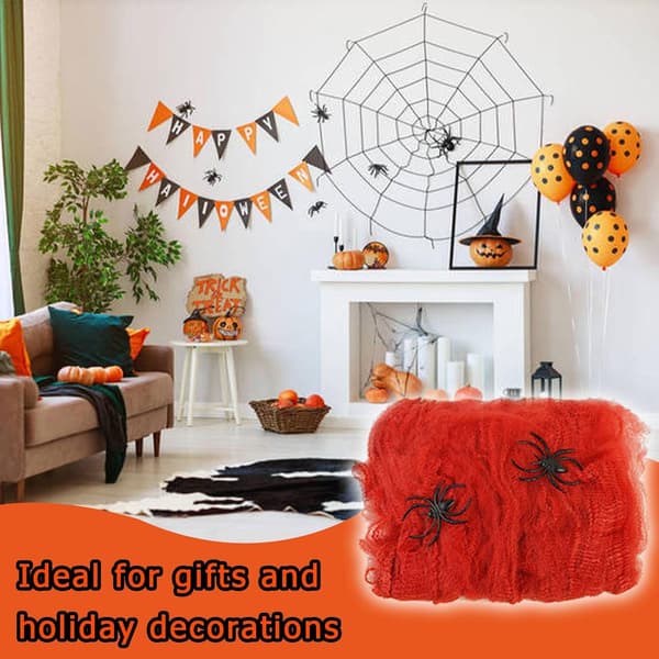 Halloween gotisk spindelvev (10*15 cm), sterk vedheft, realistisk og multifunksjonelt festtilbehør (J)