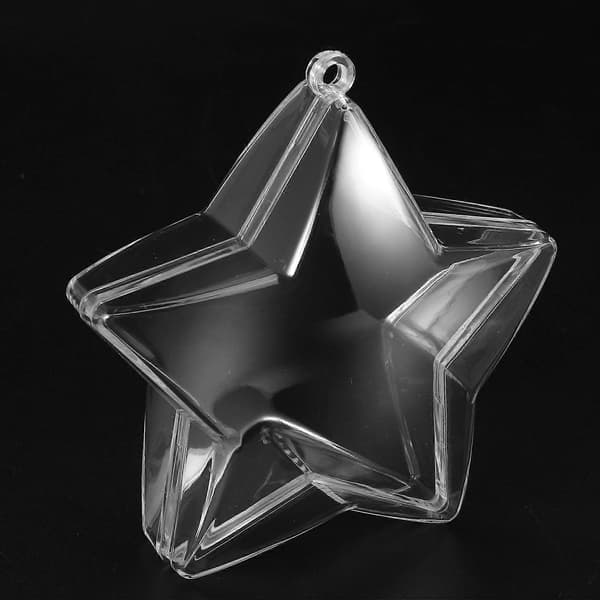 50 sett 80 mm DIY fyllbare kuler Klare plastpyntkuler Juletrepynt Julekule Festutstyr (Stjerneformet) Clear