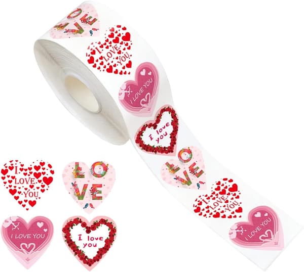 Valentinsdag-klistremerke med hjerte-design, vanntett og selvklebende (J)