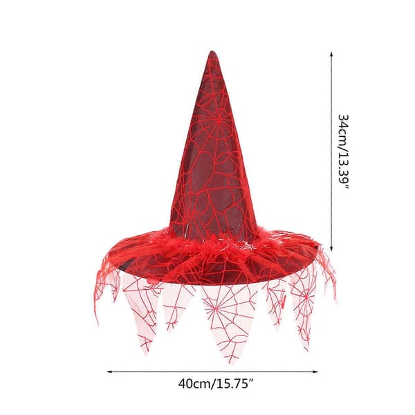 Festhatte Heksehat Med Slør Voksen Kostume Troldmandshat Magikerhat Kasket Halloween Heksehat Mode Solid Hat Sort[J] Black