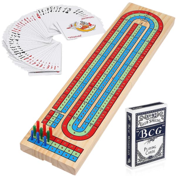 1 sarja Cribbage-lautapeli massiivipuinen juhlapelilauta Cribbage-korttipelilauta[J] 37.5x9.5cm