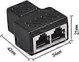 RJ45 Splitter Stik Adapter 1 til 2 Ethernet Splitter Kobling Dobbelt Stik HUB Interface Kontakt Modulært Stik Forbind Netværk LAN Internet C[J]
