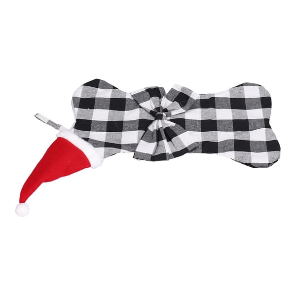 Juletrepynt Polyester Grids Mønster Julehengende Strømpeanheng Barnegavepose[J] Black White