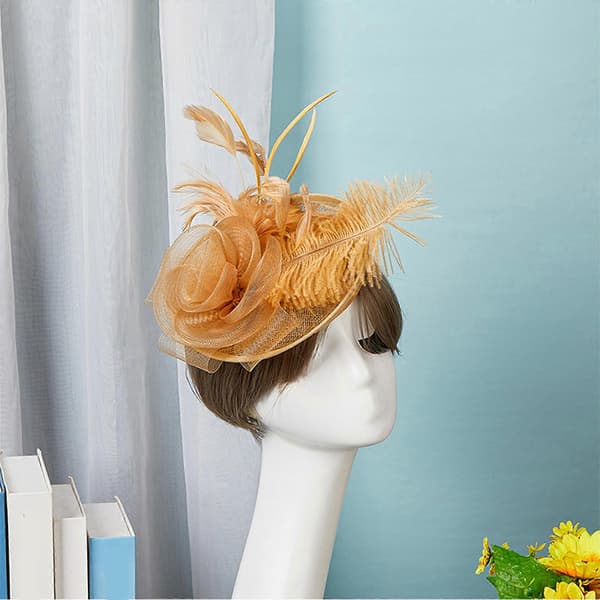 Dame Brudehatte Multifunktionel Linned Cloche Størrelse L