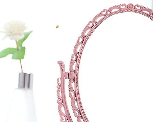 Hjärtformad bärbar roterbar sminkspegel pink oval