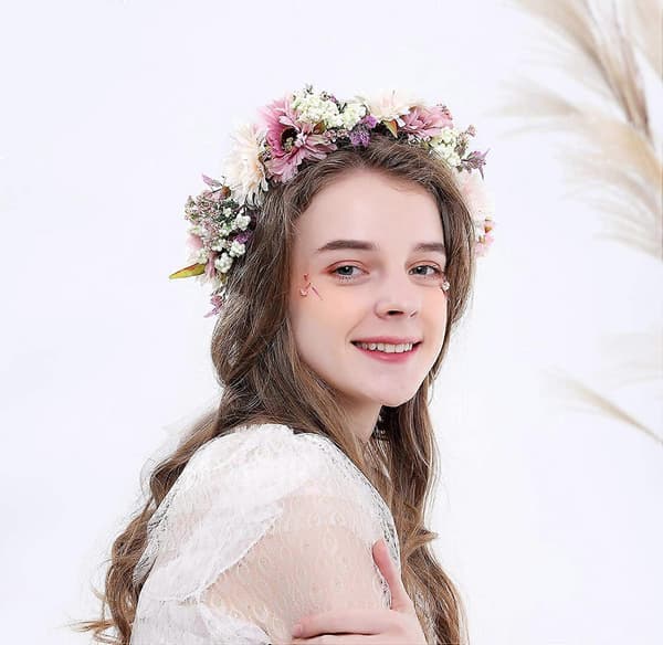 Blommig Krans Hår Garland Daisy Blomsterkrona Bröllopsfest Tillbehör