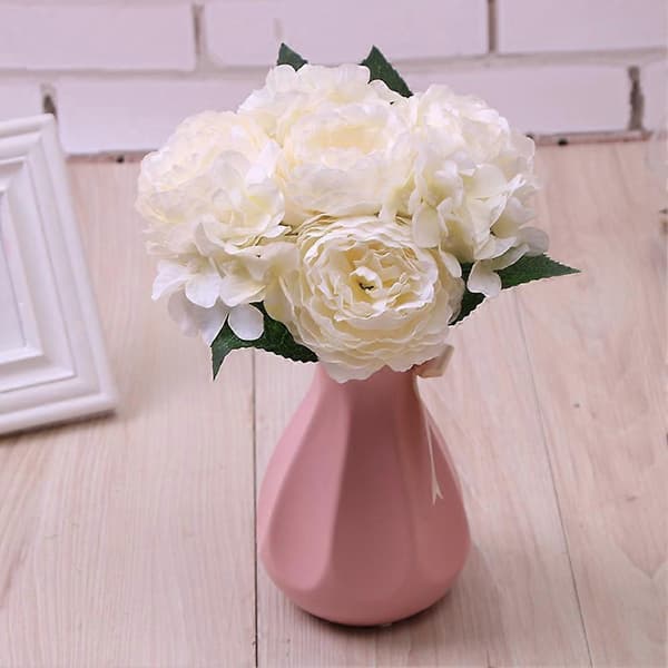 11 Hoder Kunstig Peon Blomst Simuleringsblomst Bukett For Hjemmedekorasjon (Hvit)