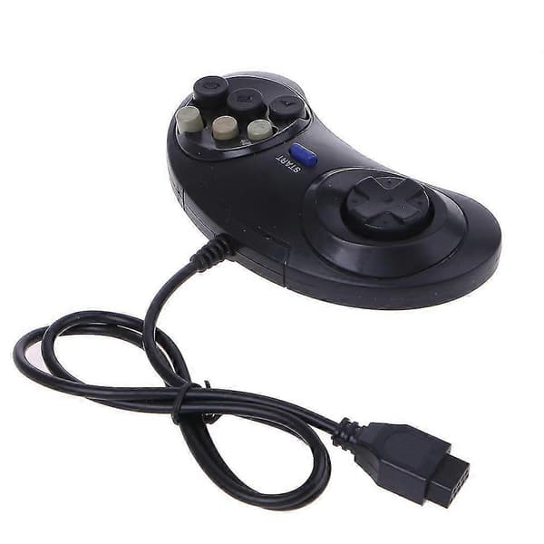 6-knaps kablet controller-gamepad til Mega Drive Megadrive Sega MD Genesis [jkw][J] Black