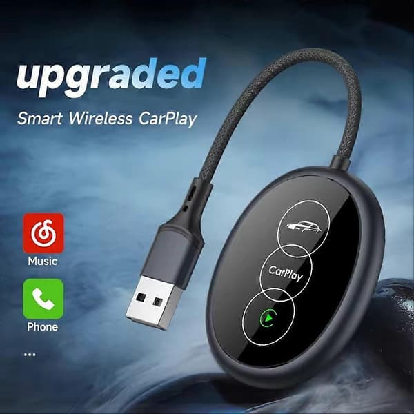 Bil Trådløs Android Auto Carplay 2i1 Boks Kablet til Trådløs Dongle Plug&Play CarPlay Android Auto Mini Smart Boks[J] Black