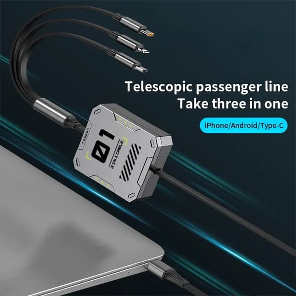 6-i-1 Multi Retractable USB-telefon 60W Snabbladdning och Datakabel