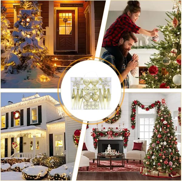 Julekuler Sett 40 Snøfnuggdekorerte Ornamenter (JJ)