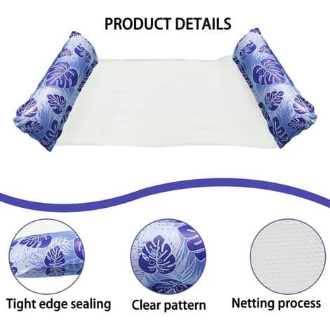 Oppustelig Pool Hængekøje - 4-i-1 Poolstol med Net - Flydende Måtte til Voksne - 110 x 70 cm - Sæt med 2