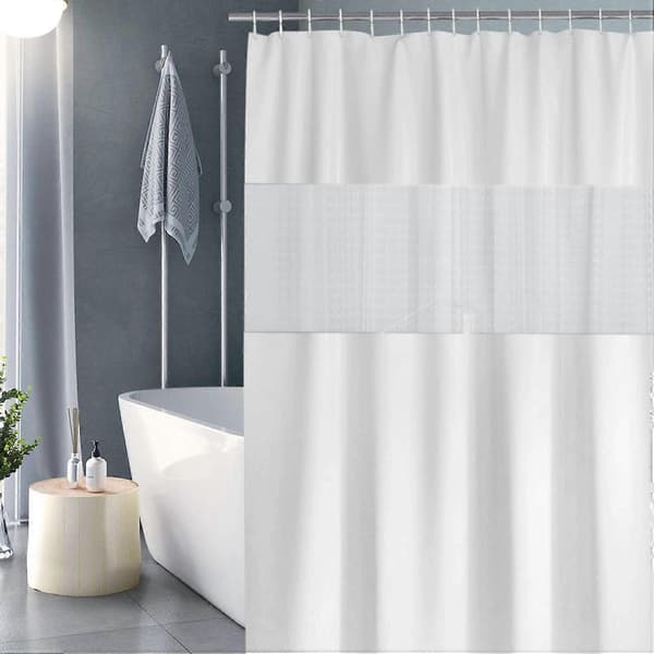 Duschdraperi 200x180cm Halvtransparent Vattentätt EVA Badrumsdraperi för Badrum - Vit[J]
