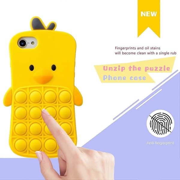 Gul kylling til iPhone 6 Plus/6S Plus/7 Plus/8 Plus deksel silikondeksel? Design morsomt søtt unikt fidget estetisk deksel til gutter og jenter [J]