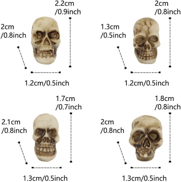 Gotisk skjeletthode-dekorasjon – Miniatyr samlefigur for Halloween-dekor (J)