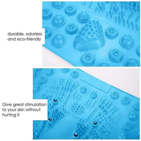 Massage Mat Wonder, överlappande noder, överlägsen dränering, idealisk för badrumsanvändning Blue