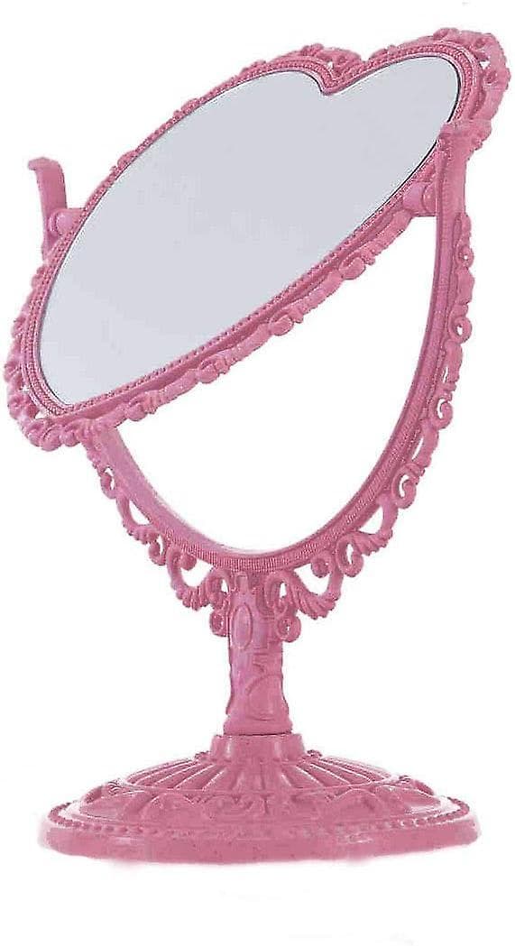 Hjerteformet bærbart roterbart sminkespeil Pink Heart-shaped