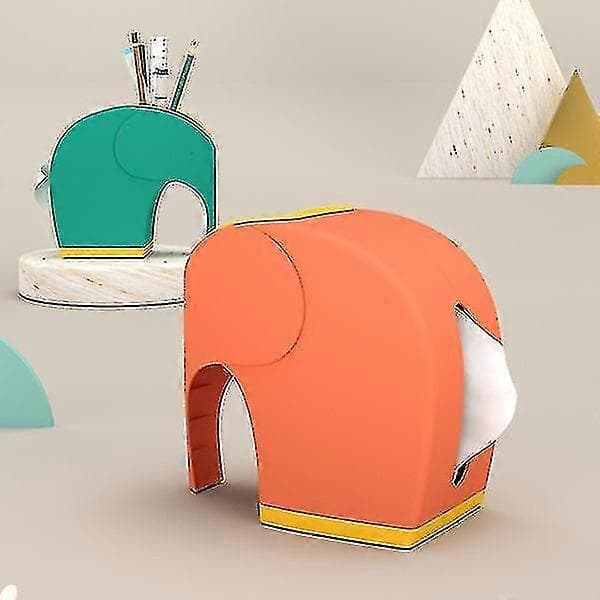 Multifunktionel Elefant Designet Papirholder med Penneholder Husholdningsservietboks