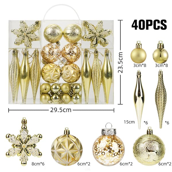 Julgranskulor Set 40 Snöflinge-dekorerade Ornament (JJ)