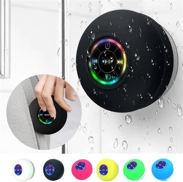 Kannettava langaton kaiutin imukupilla, mini Bluetooth vedenpitävä kaiutin RGB LED-valolla Vit