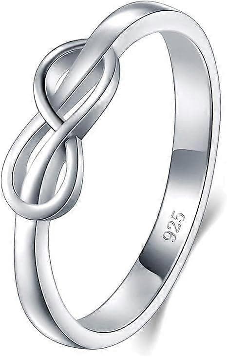 Ringar för kvinnor - 925 Infinity Sterling Silver Ringar - Knutring - Infinity Form Silverring - Klassisk present för speciella tillfällen - 2mm Storlek[J]