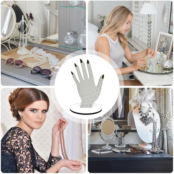 Estetiskt tilltalande och bärbart ringställ i trä – Handformat ställ för hemmabruk 12*178cm (J)
