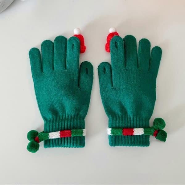Härliga julhandskar för vintervärme, högtidsfirande, elastisk handled, korta handskar för vuxna barn, unisex, röd[J] Red